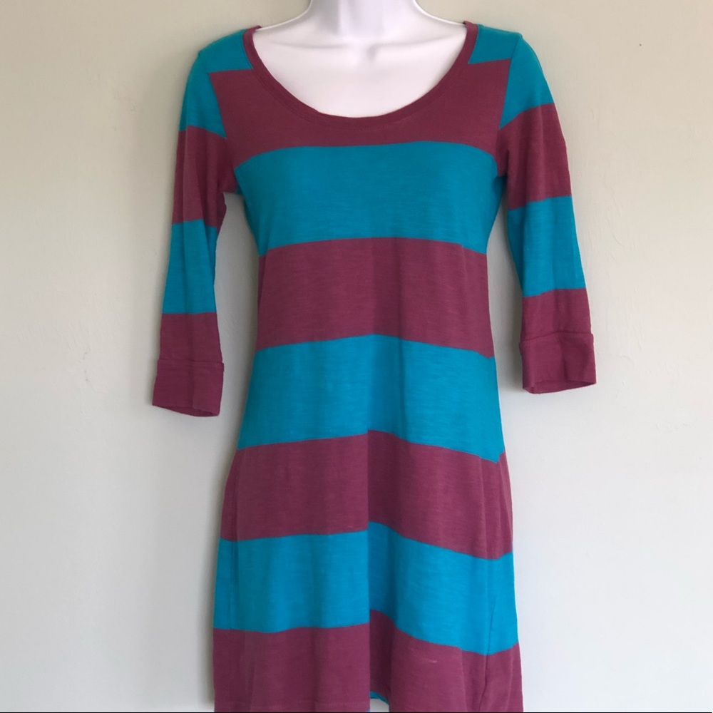 Striped dress with 3/4 sleeve
